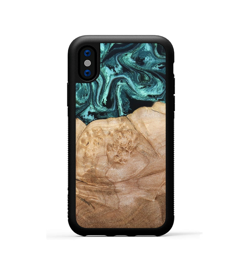 iPhone Xs Wood Phone Case - Burton (Green, 820559)
