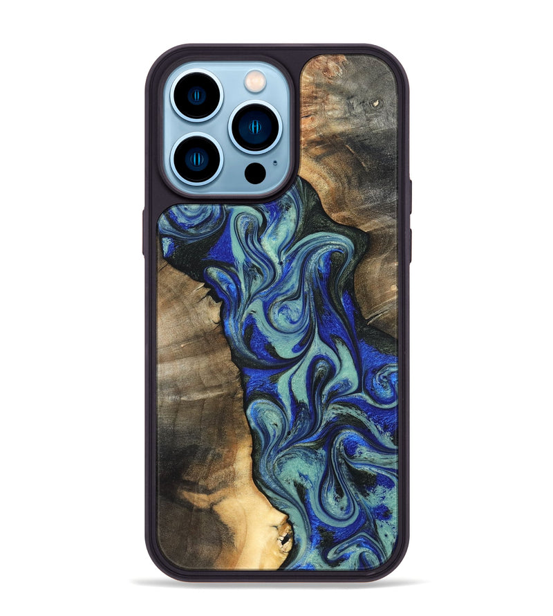 iPhone 14 Pro Max Wood Phone Case - Arlette (Blue, 820561)