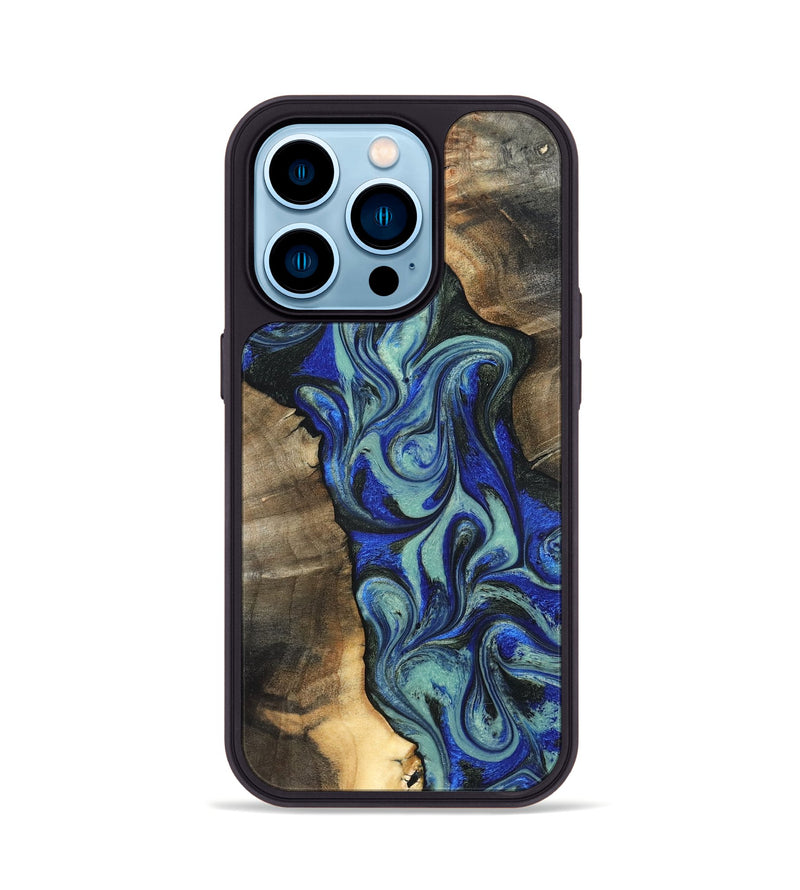 iPhone 14 Pro Wood Phone Case - Arlette (Blue, 820561)