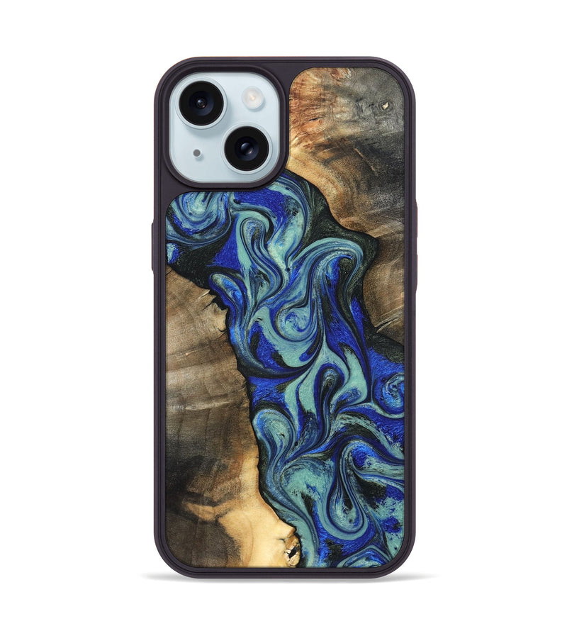 iPhone 15 Wood Phone Case - Arlette (Blue, 820561)