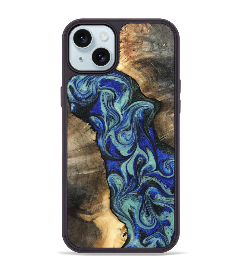 iPhone 15 Plus Wood Phone Case - Arlette (Blue, 820561)