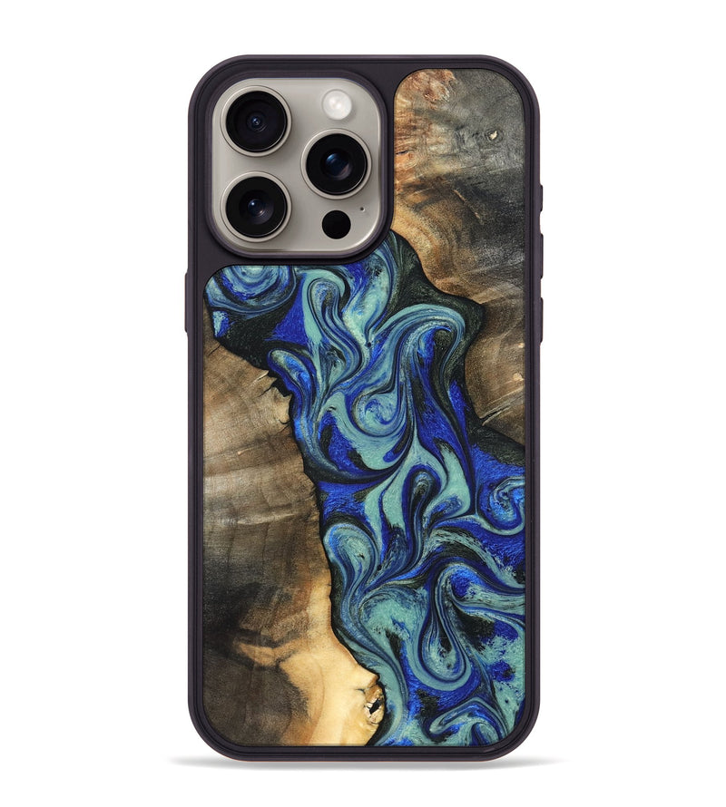 iPhone 15 Pro Max Wood Phone Case - Arlette (Blue, 820561)