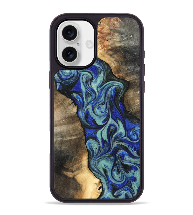 iPhone 16 Plus Wood Phone Case - Arlette (Blue, 820561)