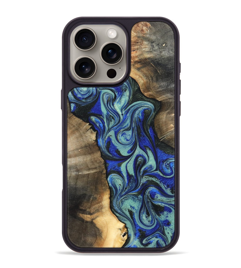 iPhone 16 Pro Max Wood Phone Case - Arlette (Blue, 820561)