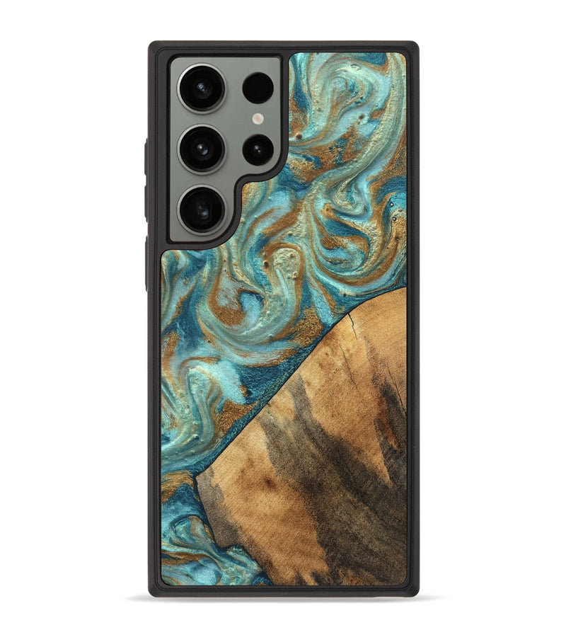 Galaxy S23 Ultra Wood Phone Case - Dave (Teal & Gold, 820566)