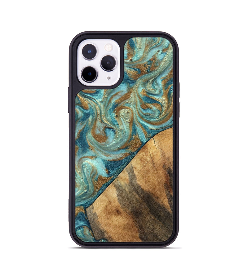 iPhone 11 Pro Wood Phone Case - Dave (Teal & Gold, 820566)