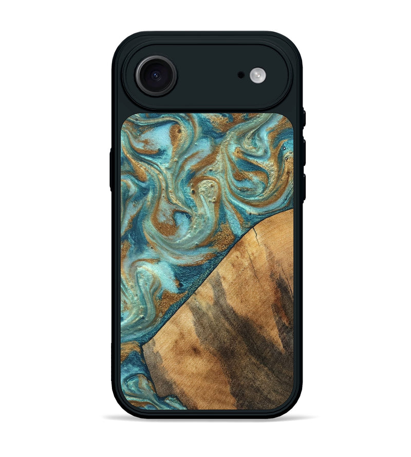 iPhone 17 Air Wood Phone Case - Dave (Teal & Gold, 820566)