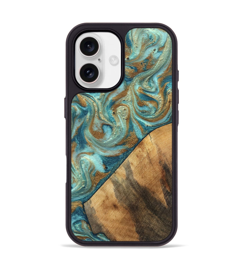 iPhone 17 Wood Phone Case - Dave (Teal & Gold, 820566)