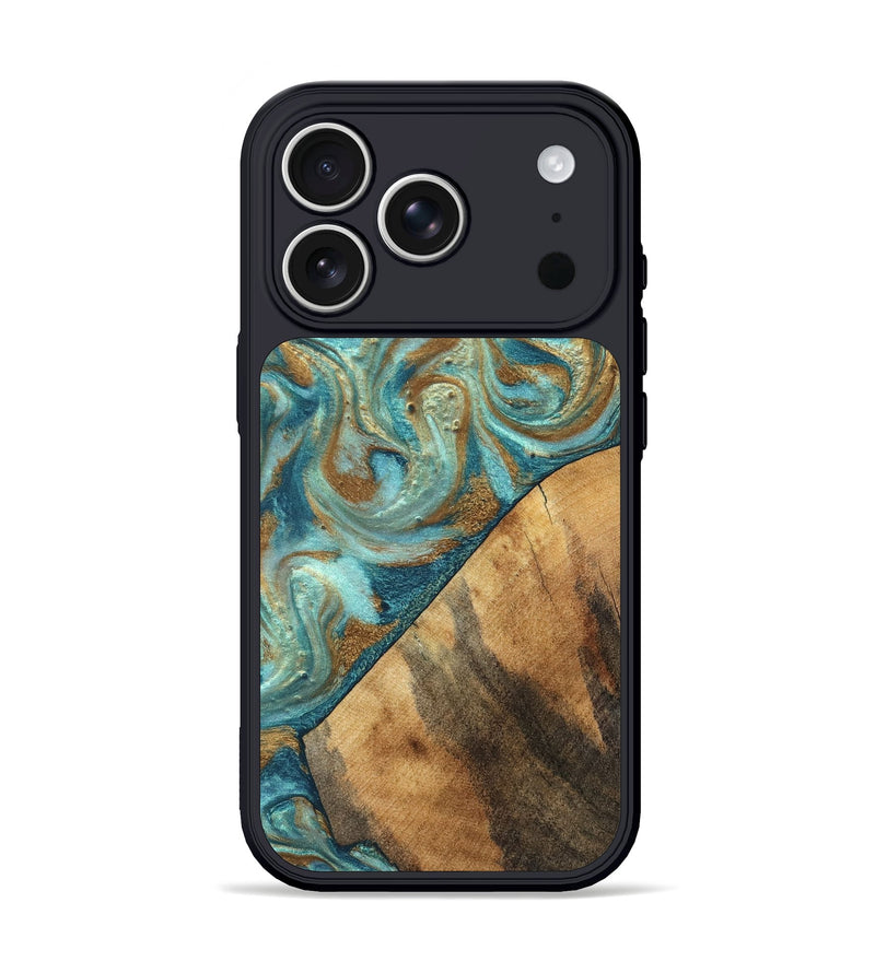 iPhone 17 Pro Wood Phone Case - Dave (Teal & Gold, 820566)