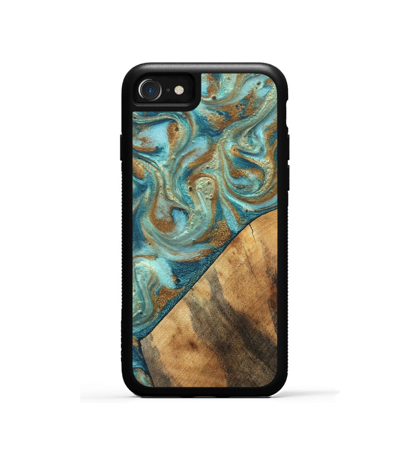 iPhone SE Wood Phone Case - Dave (Teal & Gold, 820566)