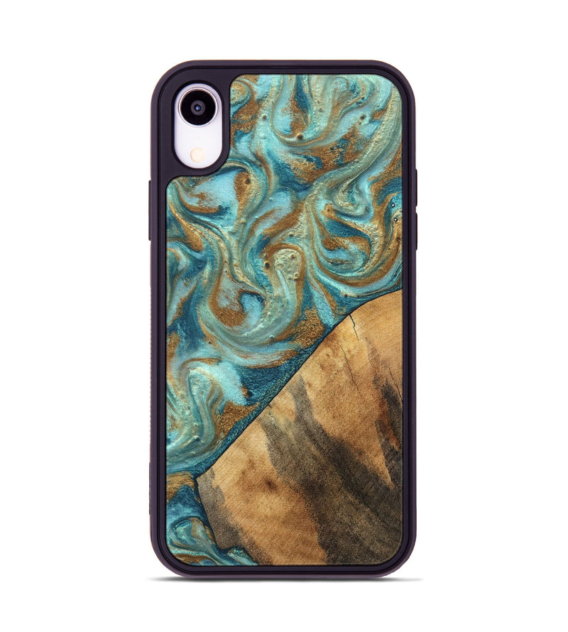 iPhone Xr Wood Phone Case - Dave (Teal & Gold, 820566)