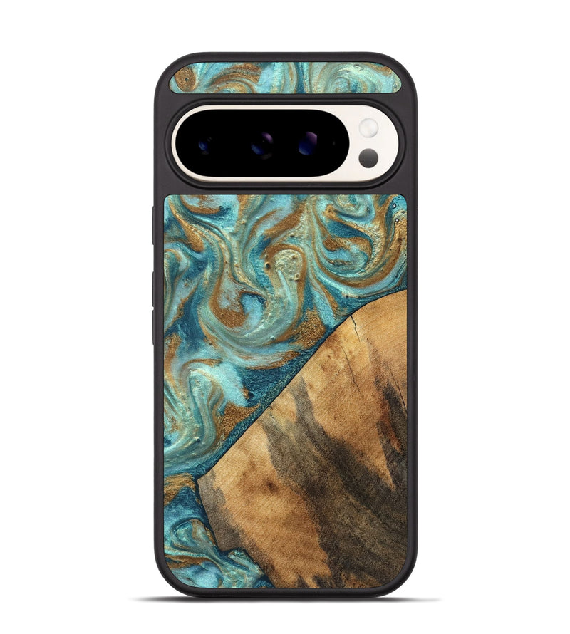 Pixel 9 Pro Wood Phone Case - Dave (Teal & Gold, 820566)