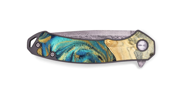 EDC Wood Pocket Knife - Carolee (Teal & Gold, 820568)