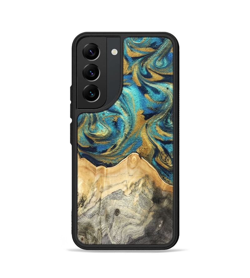 Galaxy S22 Wood Phone Case - Carolee (Teal & Gold, 820568)