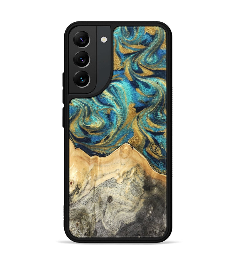Galaxy S22 Plus Wood Phone Case - Carolee (Teal & Gold, 820568)