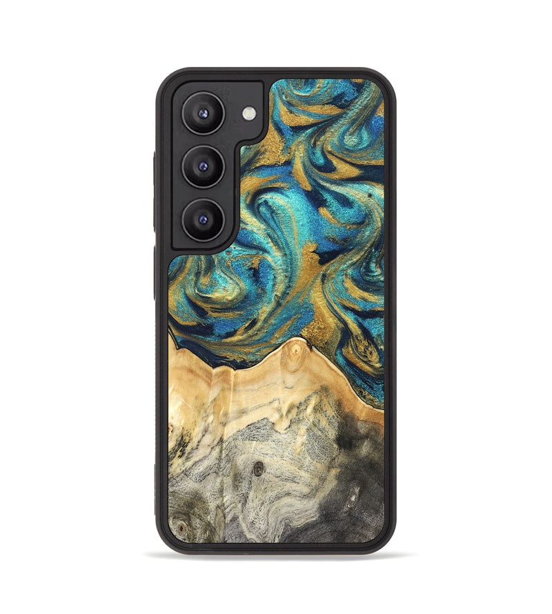 Galaxy S23 Wood Phone Case - Carolee (Teal & Gold, 820568)