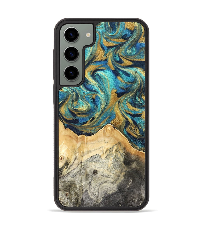 Galaxy S23 Plus Wood Phone Case - Carolee (Teal & Gold, 820568)
