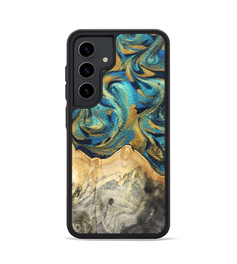 Galaxy S24 Wood Phone Case - Carolee (Teal & Gold, 820568)