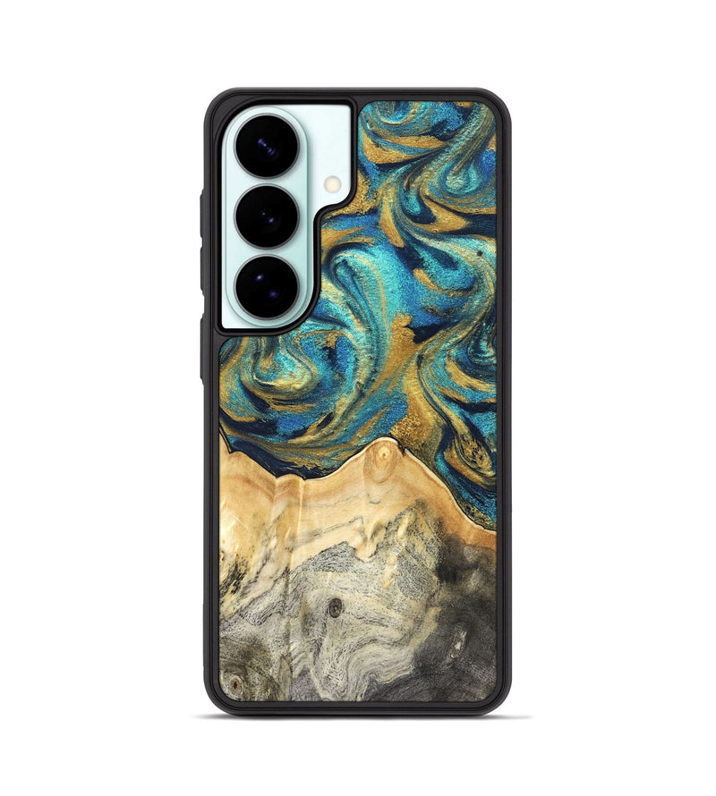 Galaxy S26 Wood Phone Case - Carolee (Teal & Gold, 820568)