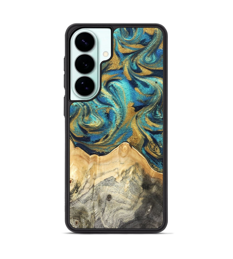 Galaxy S26 Plus Wood Phone Case - Carolee (Teal & Gold, 820568)