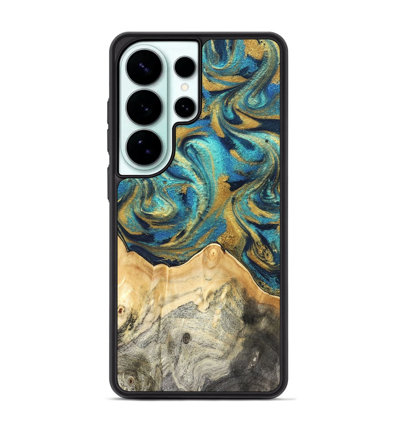 Galaxy S26 Ultra Wood Phone Case - Carolee (Teal & Gold, 820568)
