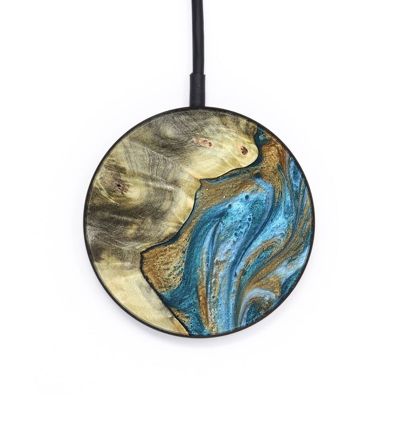 Circle Wood Wireless Charger - Lina (Teal & Gold, 820570)