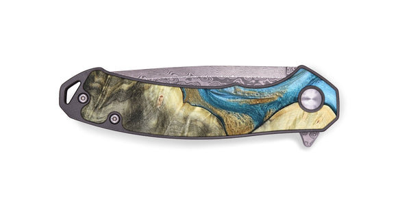 EDC Wood Pocket Knife - Lina (Teal & Gold, 820570)
