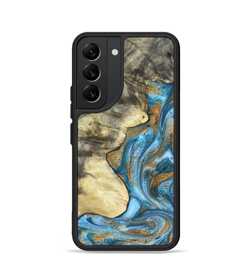 Galaxy S22 Wood Phone Case - Lina (Teal & Gold, 820570)