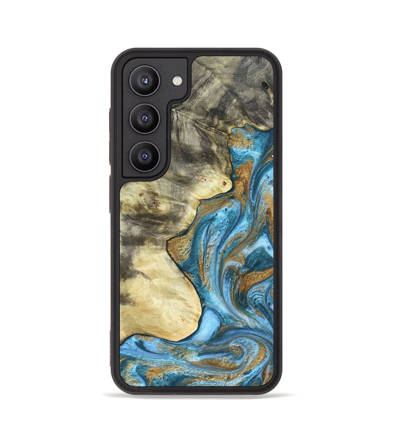 Galaxy S23 Wood Phone Case - Lina (Teal & Gold, 820570)