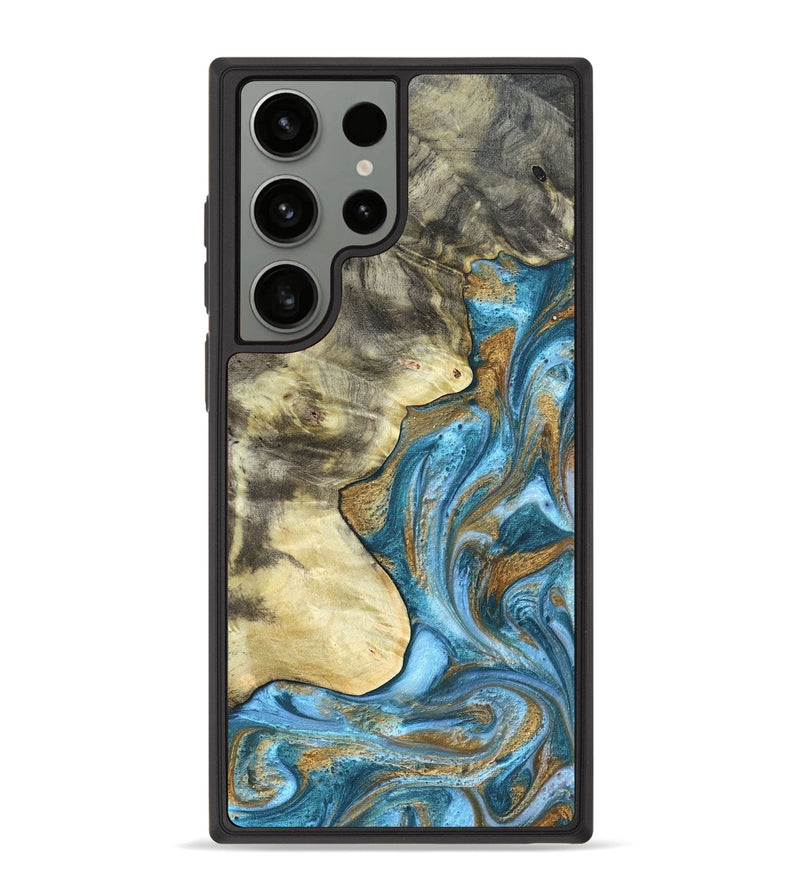 Galaxy S23 Ultra Wood Phone Case - Lina (Teal & Gold, 820570)