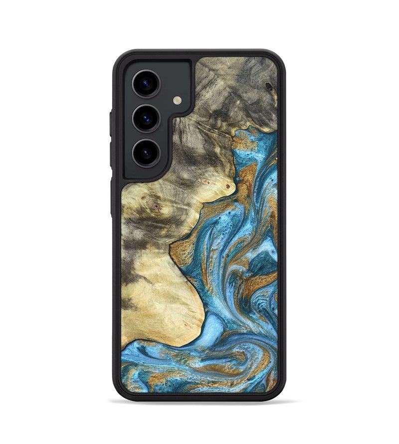 Galaxy S24 Wood Phone Case - Lina (Teal & Gold, 820570)