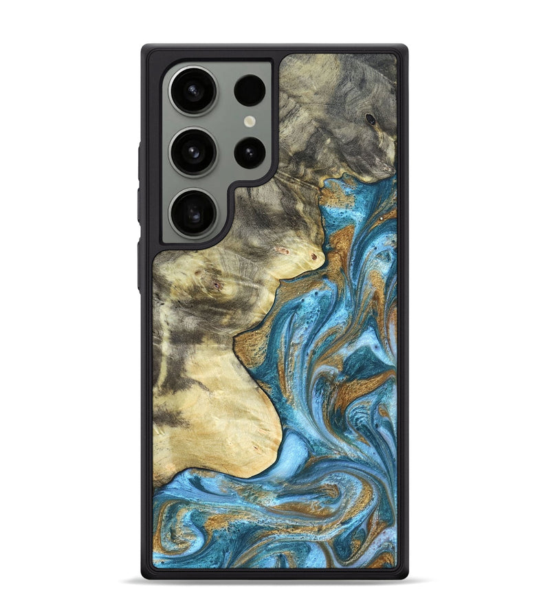 Galaxy S24 Ultra Wood Phone Case - Lina (Teal & Gold, 820570)