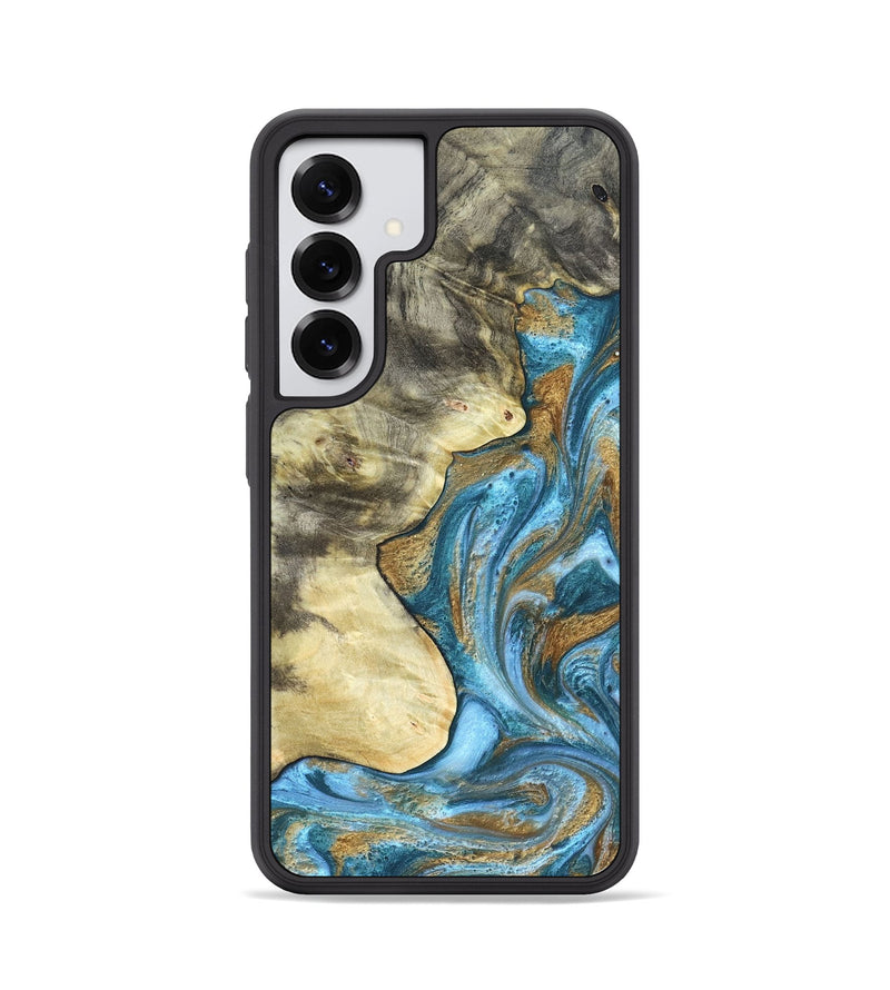 Galaxy S25 Wood Phone Case - Lina (Teal & Gold, 820570)