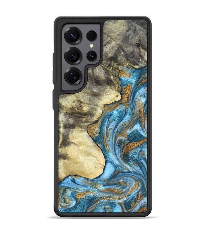 Galaxy S25 Ultra Wood Phone Case - Lina (Teal & Gold, 820570)