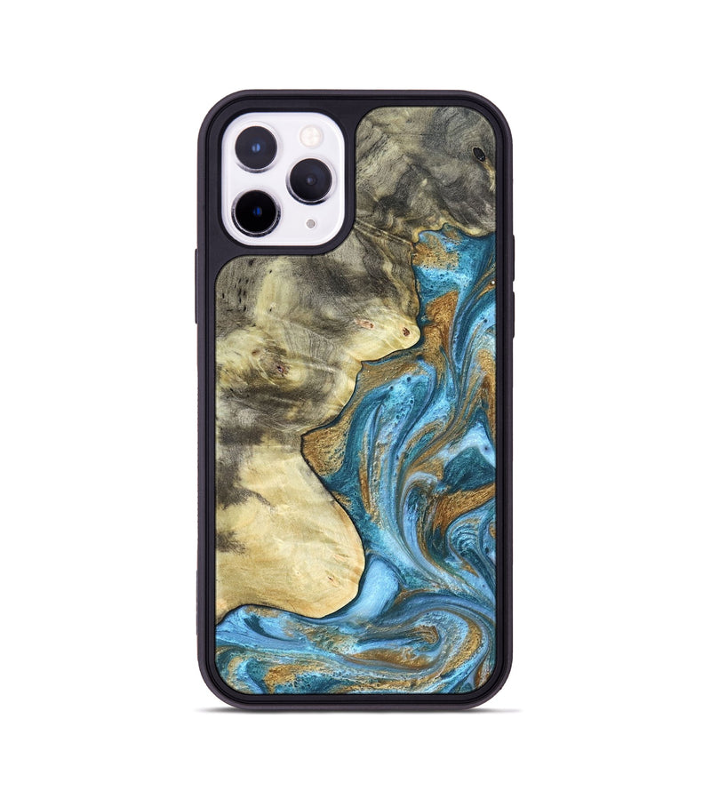 iPhone 11 Pro Wood Phone Case - Lina (Teal & Gold, 820570)