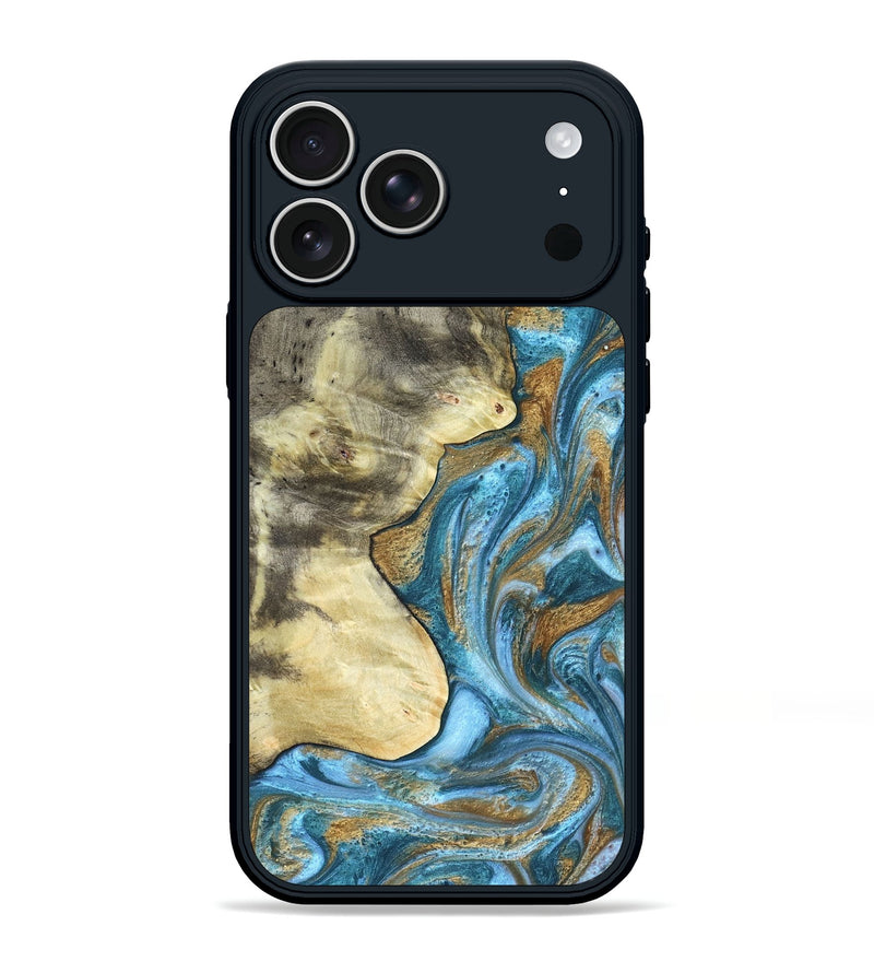 iPhone 17 Pro Max Wood Phone Case - Lina (Teal & Gold, 820570)