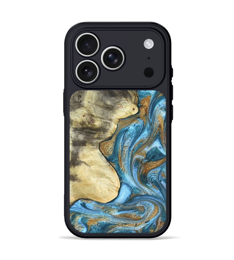 iPhone 17 Pro Wood Phone Case - Lina (Teal & Gold, 820570)