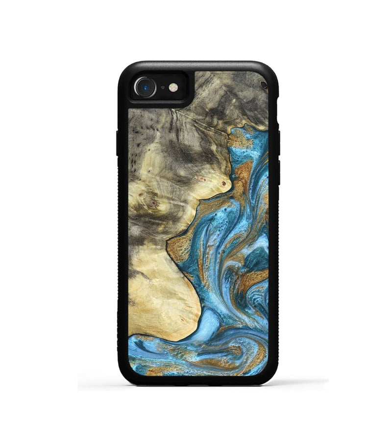 iPhone SE Wood Phone Case - Lina (Teal & Gold, 820570)