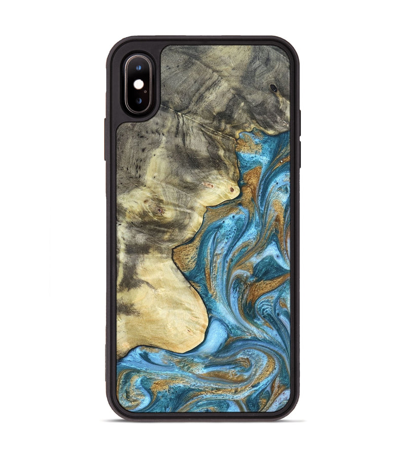 iPhone Xs Max Wood Phone Case - Lina (Teal & Gold, 820570)