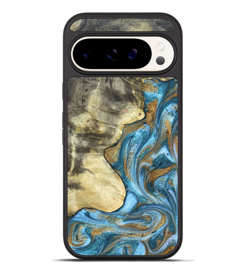 Pixel 10 Pro XL Wood Phone Case - Lina (Teal & Gold, 820570)