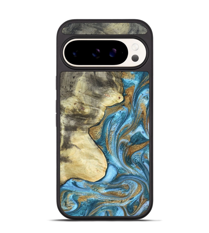 Pixel 9 Pro Wood Phone Case - Lina (Teal & Gold, 820570)