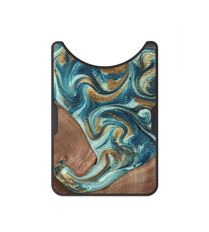 Alloy Wood Wallet - Celine (Teal & Gold, 820571)