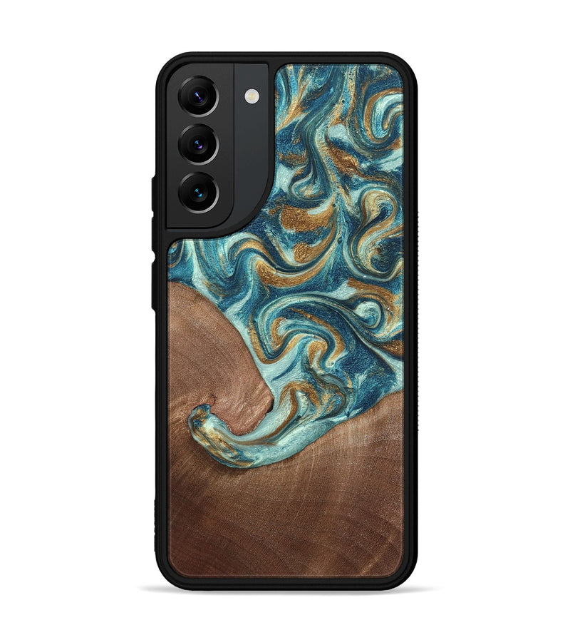 Galaxy S22 Plus Wood Phone Case - Celine (Teal & Gold, 820571)