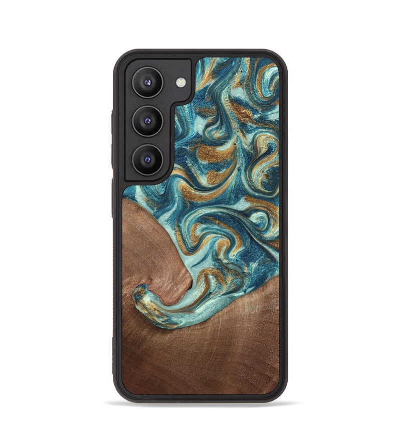 Galaxy S23 Wood Phone Case - Celine (Teal & Gold, 820571)