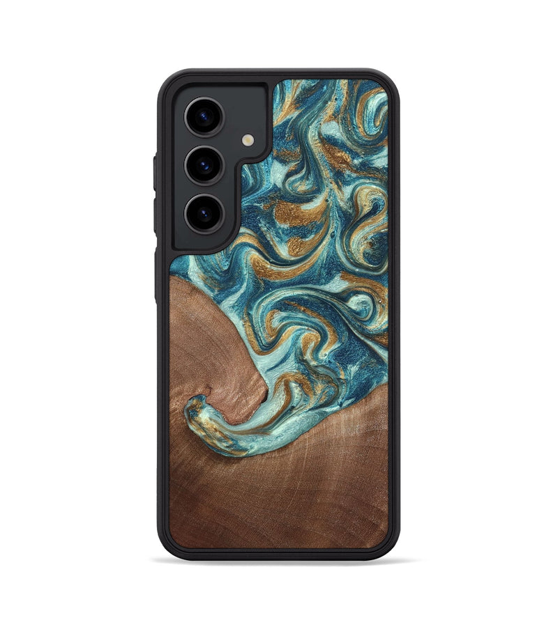 Galaxy S24 Wood Phone Case - Celine (Teal & Gold, 820571)