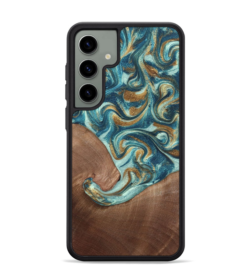 Galaxy S24 Plus Wood Phone Case - Celine (Teal & Gold, 820571)