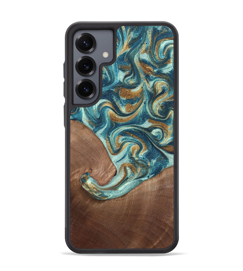 Galaxy S25 Plus Wood Phone Case - Celine (Teal & Gold, 820571)