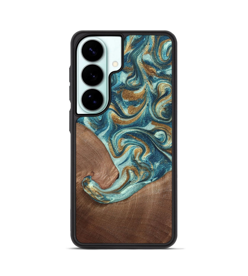 Galaxy S26 Wood Phone Case - Celine (Teal & Gold, 820571)
