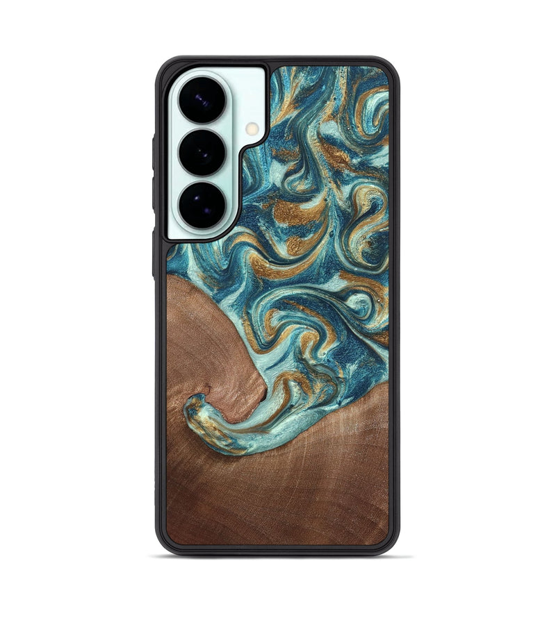 Galaxy S26 Plus Wood Phone Case - Celine (Teal & Gold, 820571)