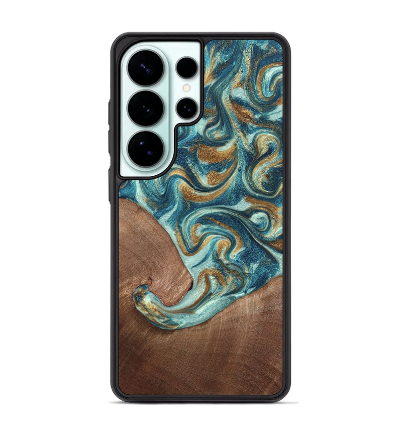 Galaxy S26 Ultra Wood Phone Case - Celine (Teal & Gold, 820571)